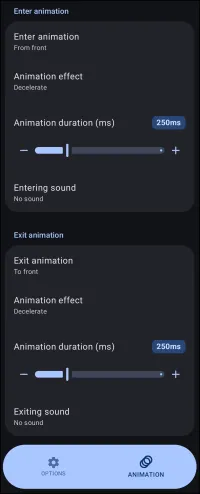Window Animation dialog Window Animation dialog