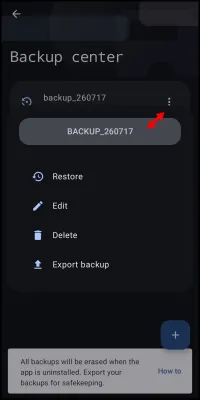 Backup's Actions