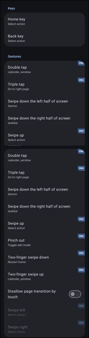 Keys & Gestures dialog 1 of 3