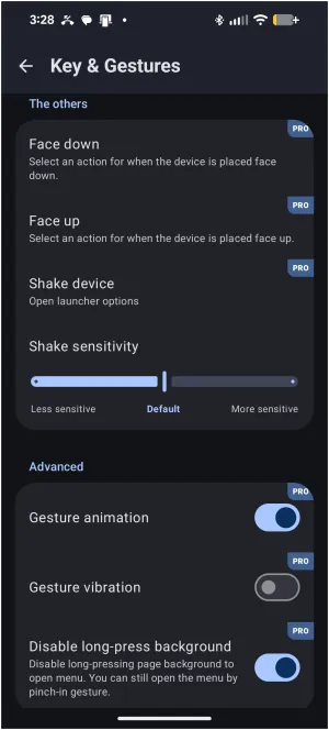 Keys & Gestures dialog 3 of 3