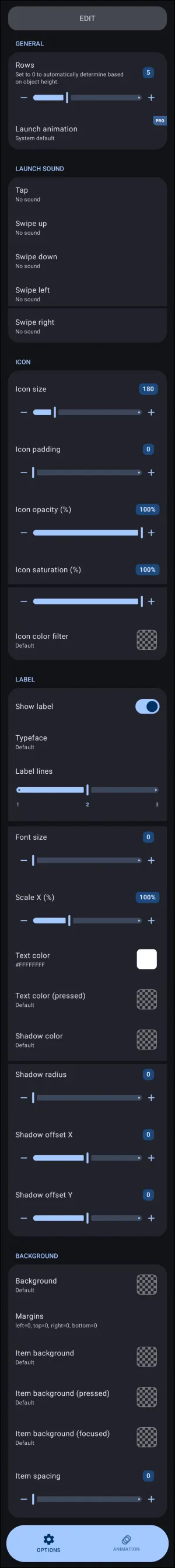 List Layout Options