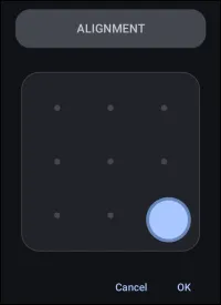 Alignment dialog Alignment dialog
