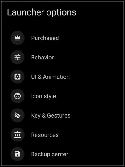 UI & Animation: Launcher Options